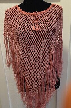 Say What? Crochet Openwork Top in Dusty Pink